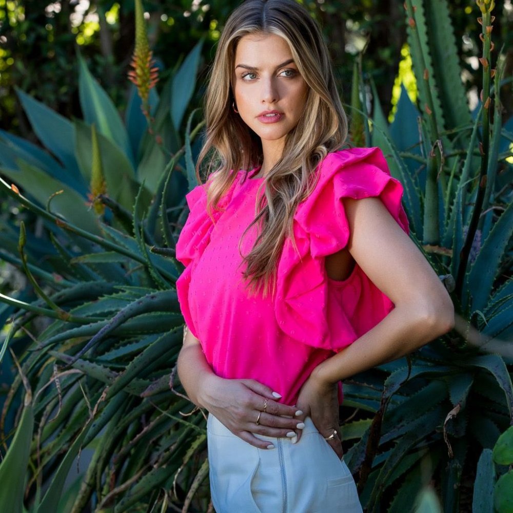 THML Ruffle Puff Sleeve Top XL - Picture 3 of 3